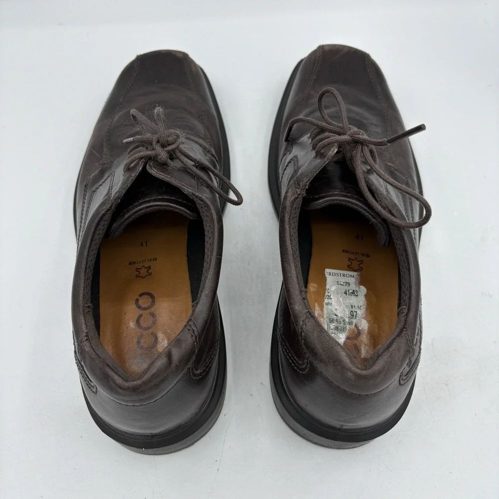 ECCO Shoes Mens Size 7‎ Helsinki 2 Square Toe Oxford Lace up Dark Brown